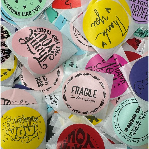 100 thank you stickers mystery bag bundle mix thank you 2" - Picture 6 of 12